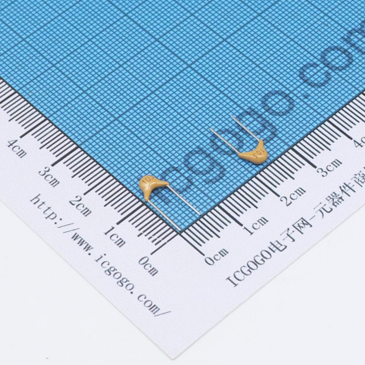 直插独石电容 50v 103K 0.01UF 10NF 10000PF 脚距P=5.08mm ±10%